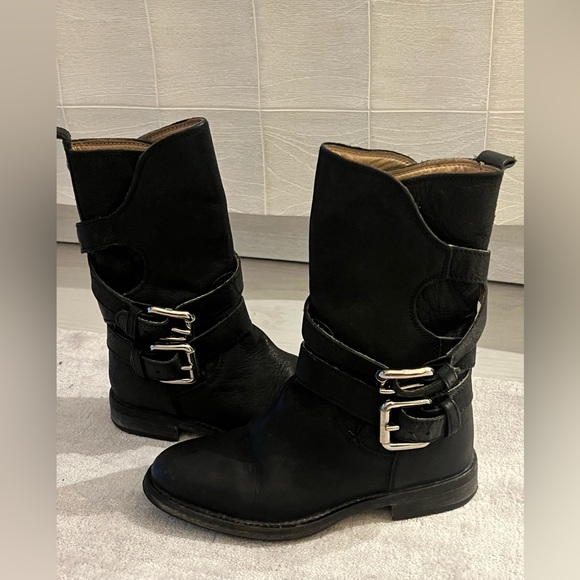 Dolce Gabbana D&G Calfskin Black Leather Boots Size 6 36 - Picture 4 of 6